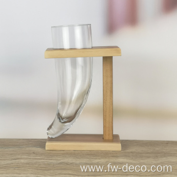 beer glass with wood base in gift box